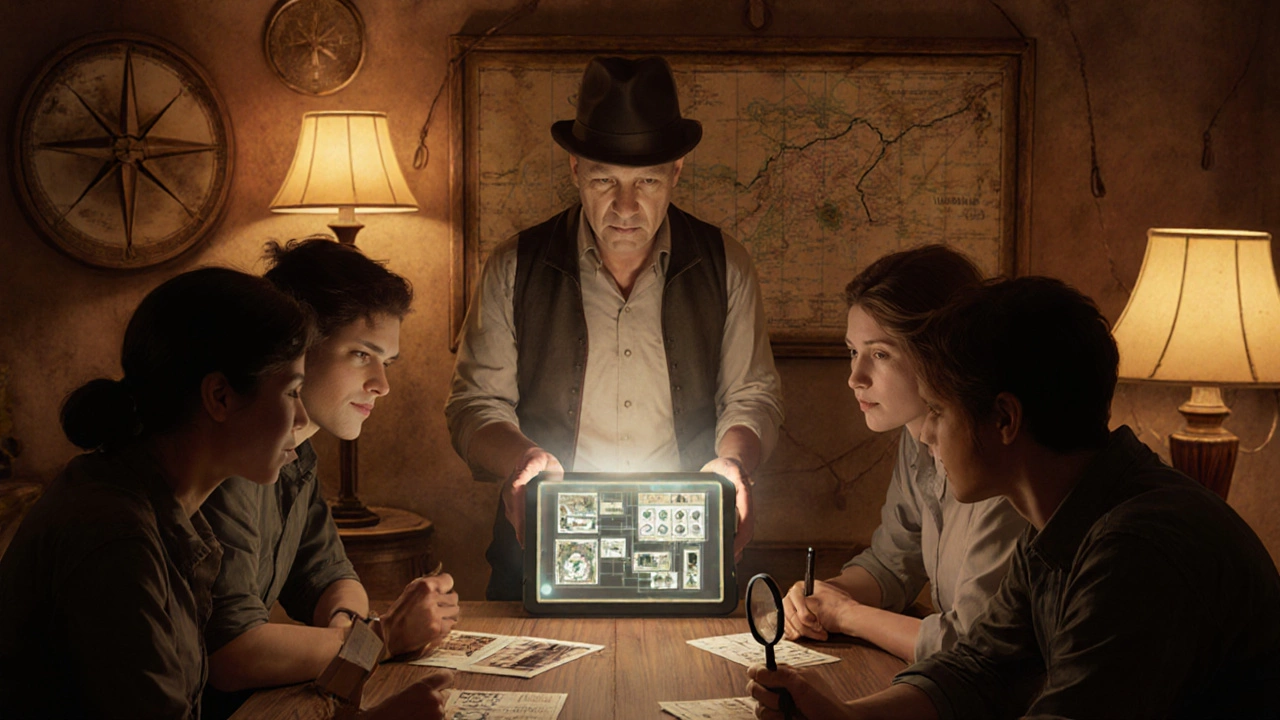 Game master explains unsolved puzzles during a warm, post‑game debrief.