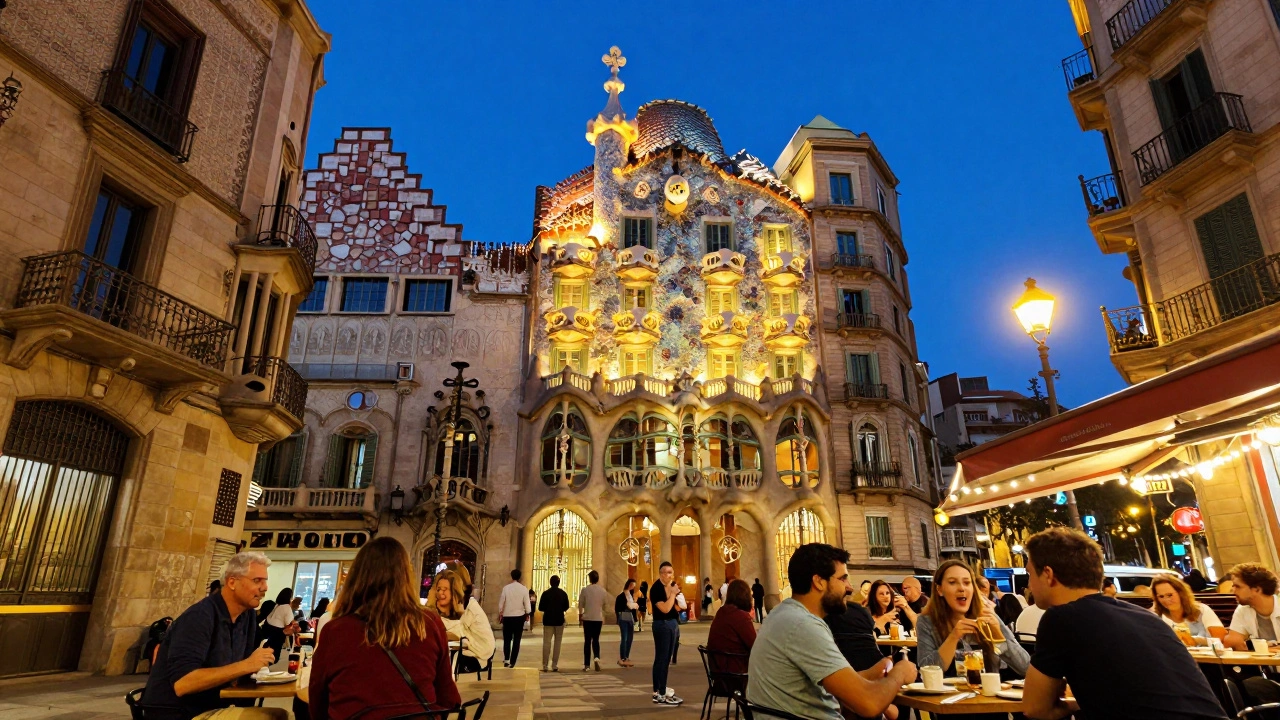 Twilight scene in Barcelona's Gothic Quarter