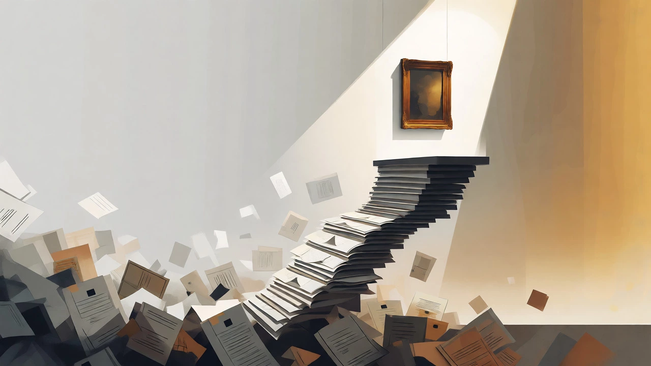 Artwork rising through applications to a gallery wall